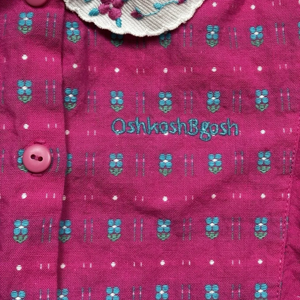 OshKosh B'Gosh Vintage 80's Floral Long Sleeve Dress Size 6X Pink Collared